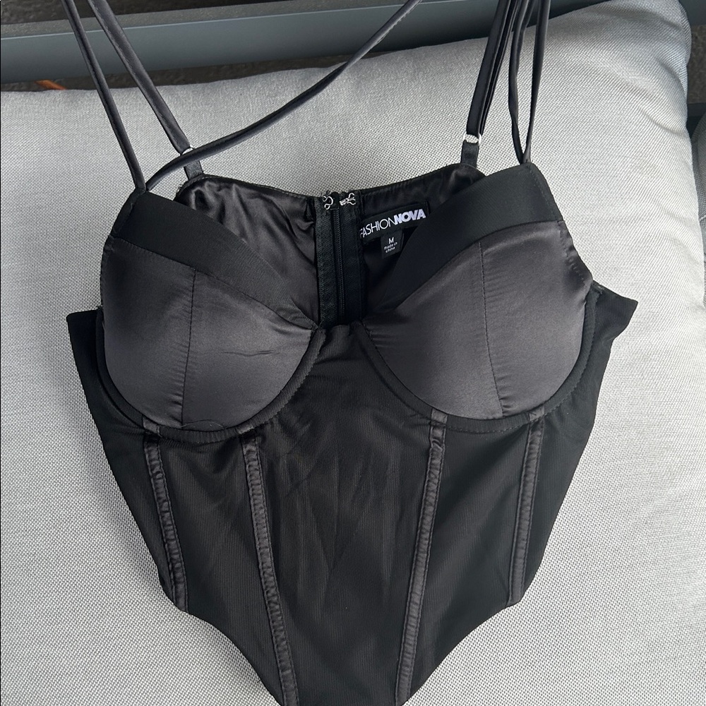 Fashion Nova Charcoal Corset Top